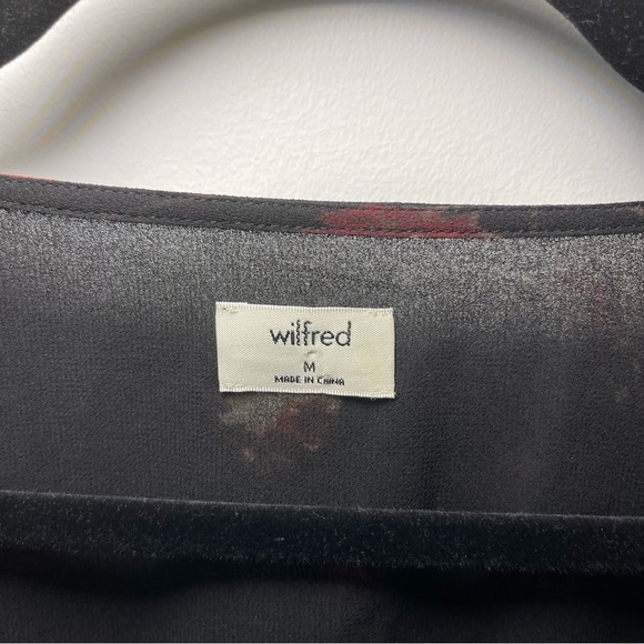 Aritzia Wilfred Women's black red floral ruffle long sleeve nadine blouse in M - Picture 4 of 8